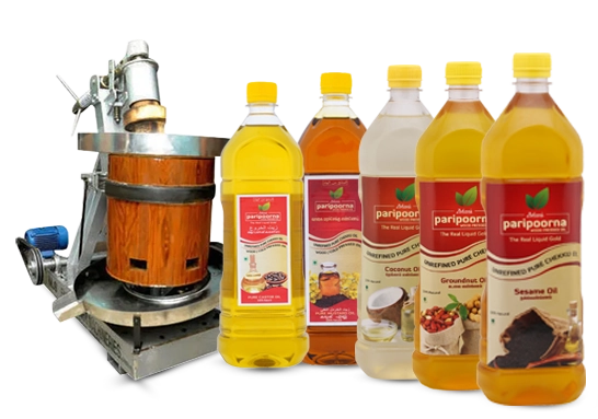 An wooden mechanical grinding machine made cooking oils that are organic and chemical-free.