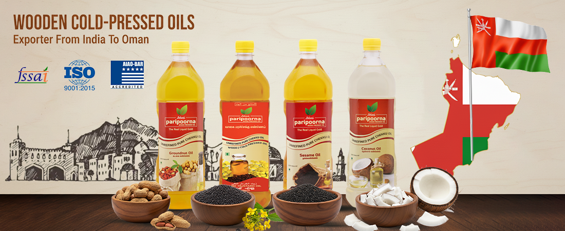 We export premium wooden cold-pressed edible oils from India to Oman, ensuring 100% pure and natural quality.