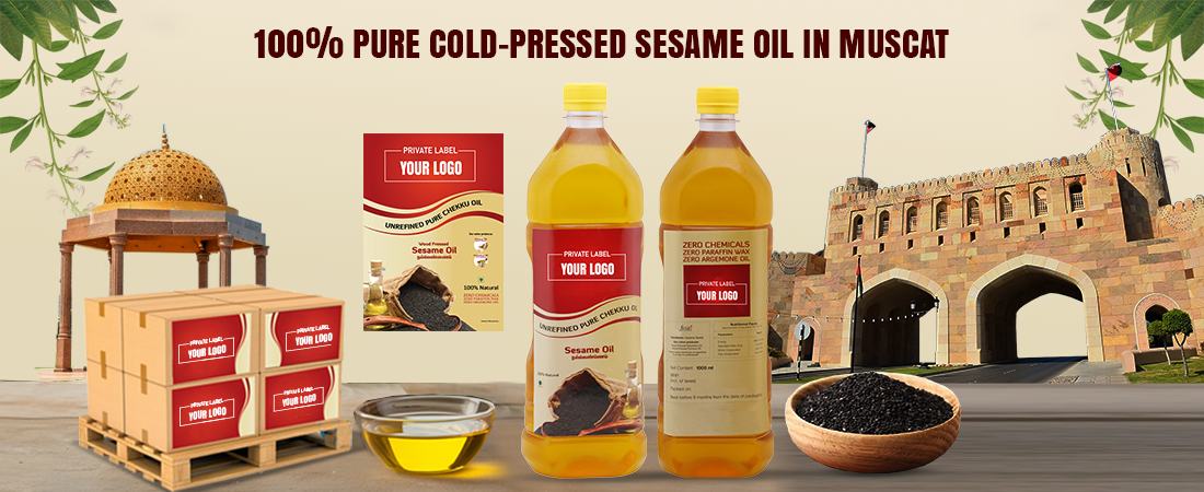 We supply 100% pure sesame oil (gingelly oil) in Muscat, offering natural, cold-pressed, chemical-free quality.